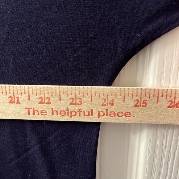 EILEEN FISHER Dress Medium Navy Blue Split Cold Shoulder Short Sleeve Boat Neck - Picture 8 of 9